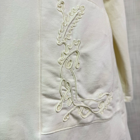 Soft Surroundings Embroidered Long Full Zip Soft White Jacket and Pockets Size L - Picture 8 of 14